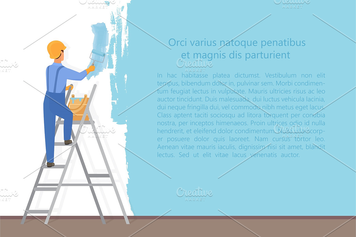 Man decorator painter painting wall in Illustrations - product preview 8