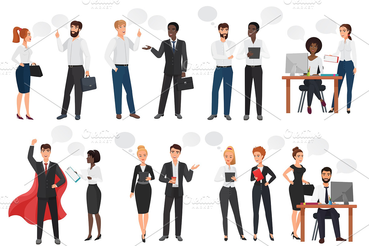 Office people discussion dialogues in Illustrations - product preview 8