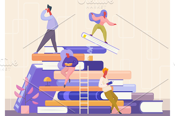 People with books concept