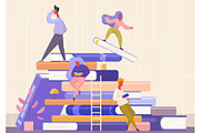 People with books concept