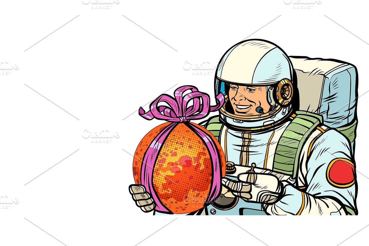 Astronaut gives the planet Mars in Illustrations - product preview 8