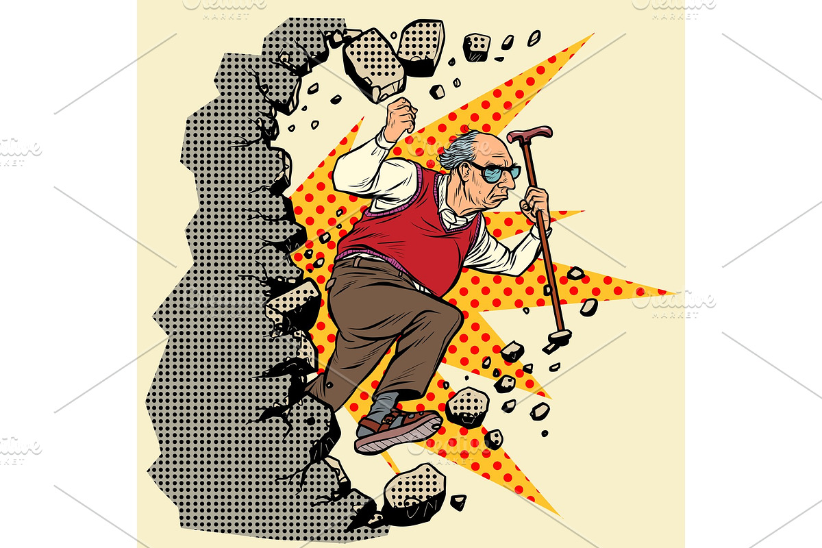 active old man pensioner breaks the in Illustrations - product preview 8