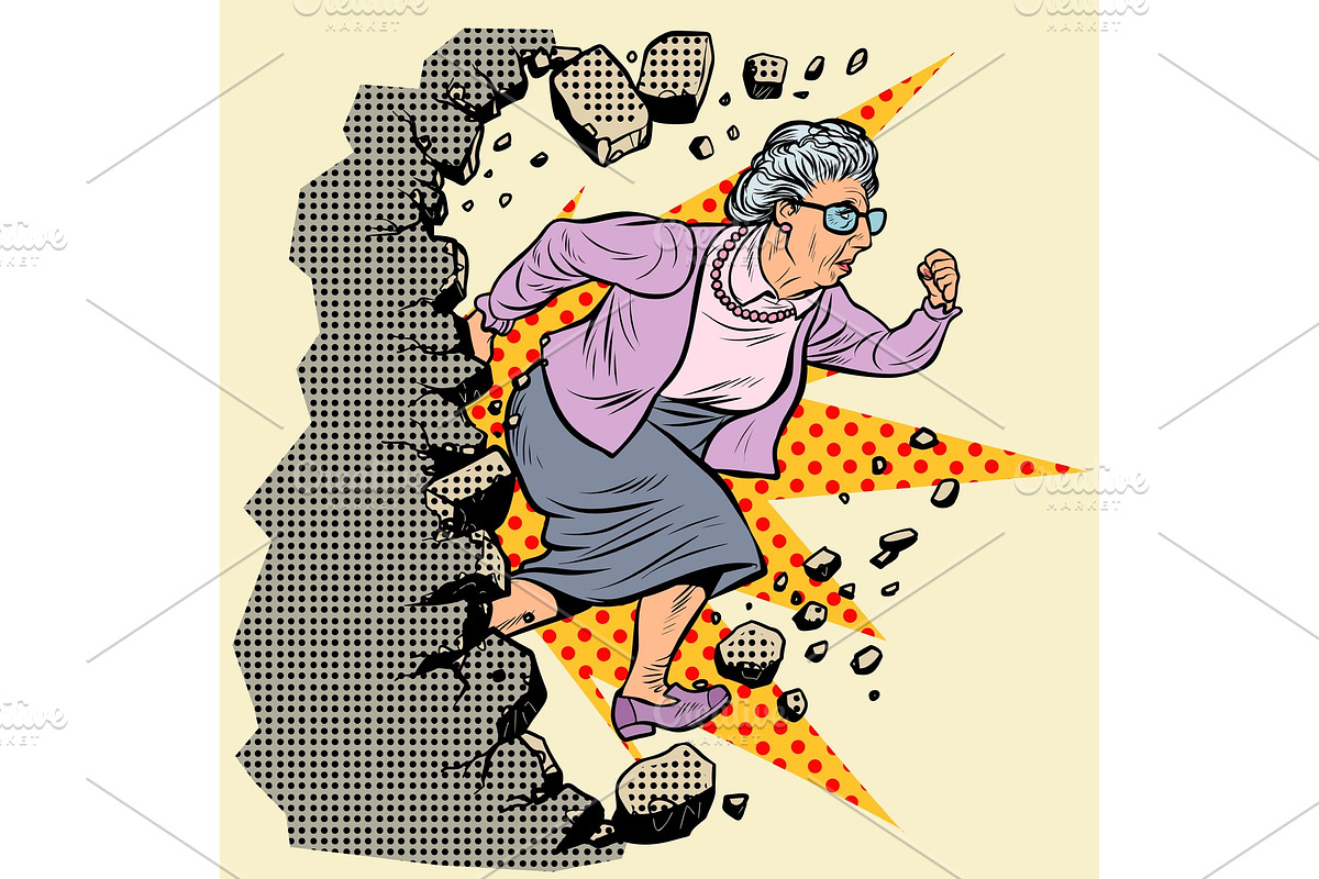 active old Granny pensioner breaks in Illustrations - product preview 8