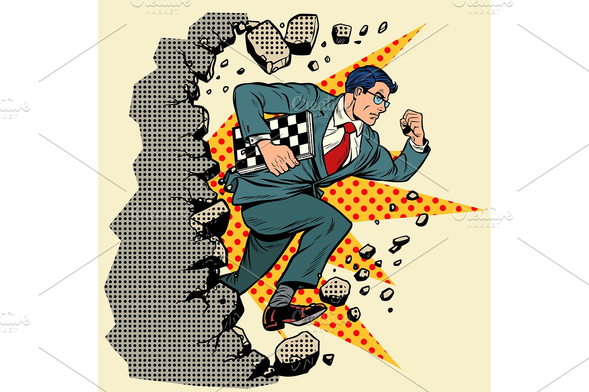 chess grandmaster breaks a wall in Illustrations - product preview 8