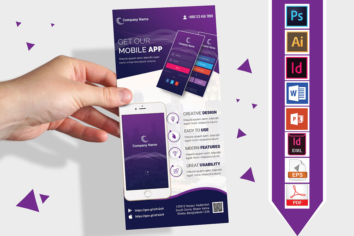 Mobile App Promotion DL Flyer Vol-01 in Flyer Templates - product preview 8