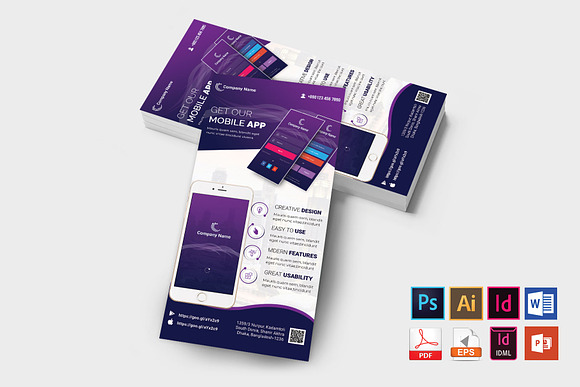 Mobile App Promotion DL Flyer Vol-01 in Flyer Templates - product preview 1