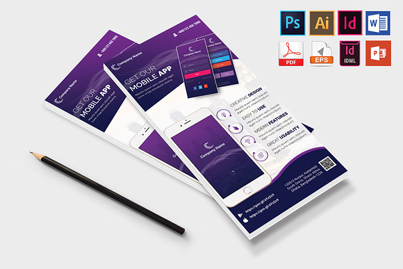 Mobile App Promotion DL Flyer Vol-01 in Flyer Templates - product preview 3