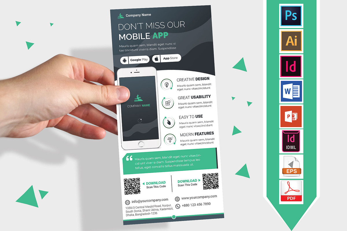 Mobile App Promotion DL Flyer Vol-02 in Flyer Templates - product preview 8