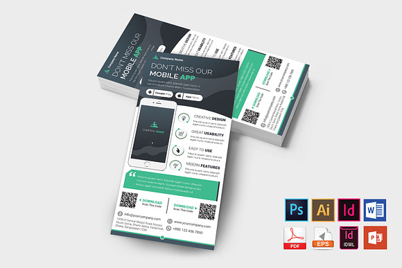 Mobile App Promotion DL Flyer Vol-02 in Flyer Templates - product preview 1