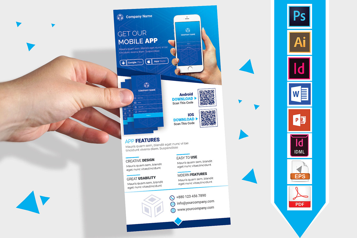 Mobile App Promotion DL Flyer Vol-03 in Flyer Templates - product preview 8