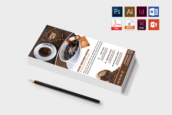 Rack Card | Coffee Shop DL Flyer V-1 in Flyer Templates - product preview 2