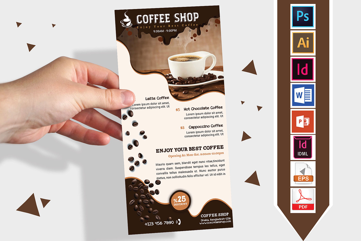 Rack Card | Coffee Shop DL Flyer V-2 in Flyer Templates - product preview 8
