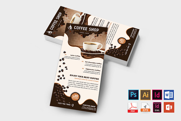 Rack Card | Coffee Shop DL Flyer V-2 in Flyer Templates - product preview 1
