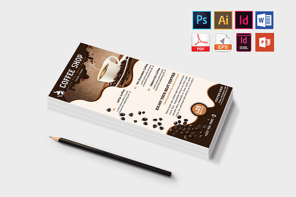 Rack Card | Coffee Shop DL Flyer V-2 in Flyer Templates - product preview 2