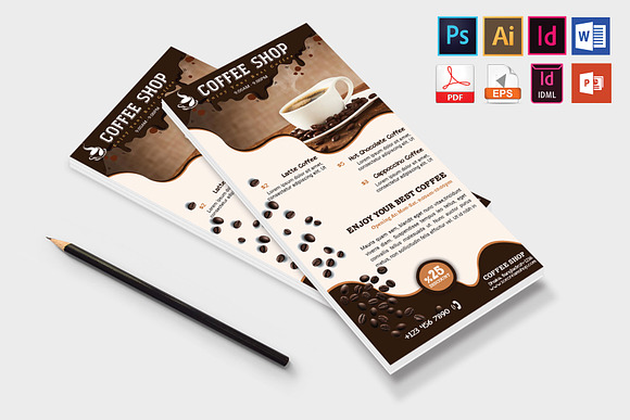 Rack Card | Coffee Shop DL Flyer V-2 in Flyer Templates - product preview 3