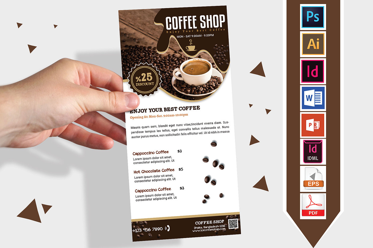 Rack Card | Coffee Shop DL Flyer V-3 in Flyer Templates - product preview 8