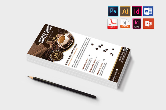 Rack Card | Coffee Shop DL Flyer V-3 in Flyer Templates - product preview 2