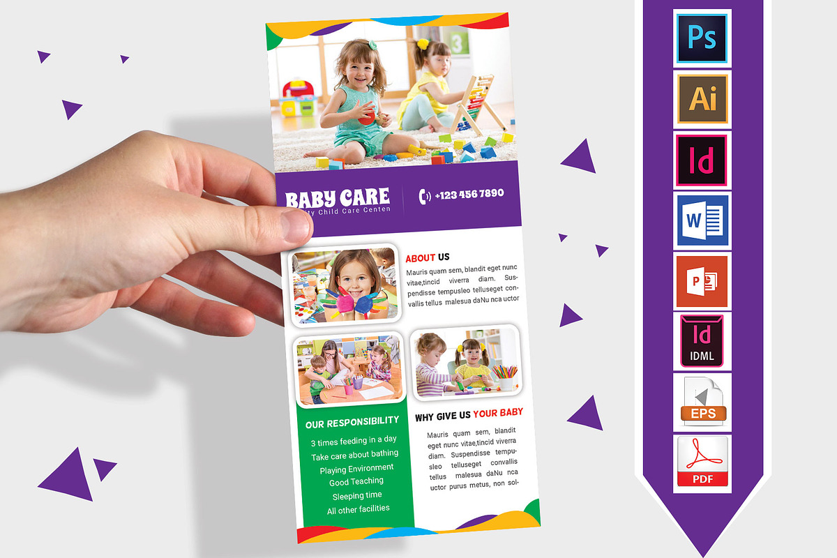 Rack Card | Baby Care DL Flyer Vol-2 in Flyer Templates - product preview 8