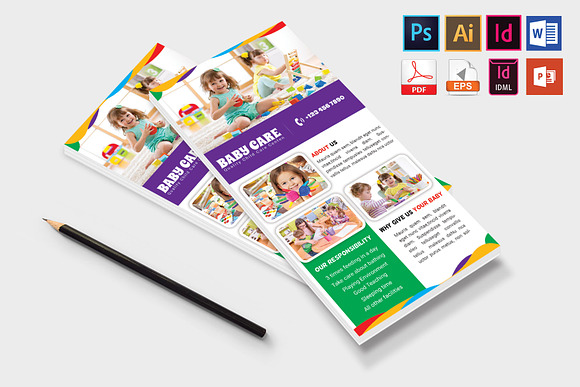 Rack Card | Baby Care DL Flyer Vol-2 in Flyer Templates - product preview 3