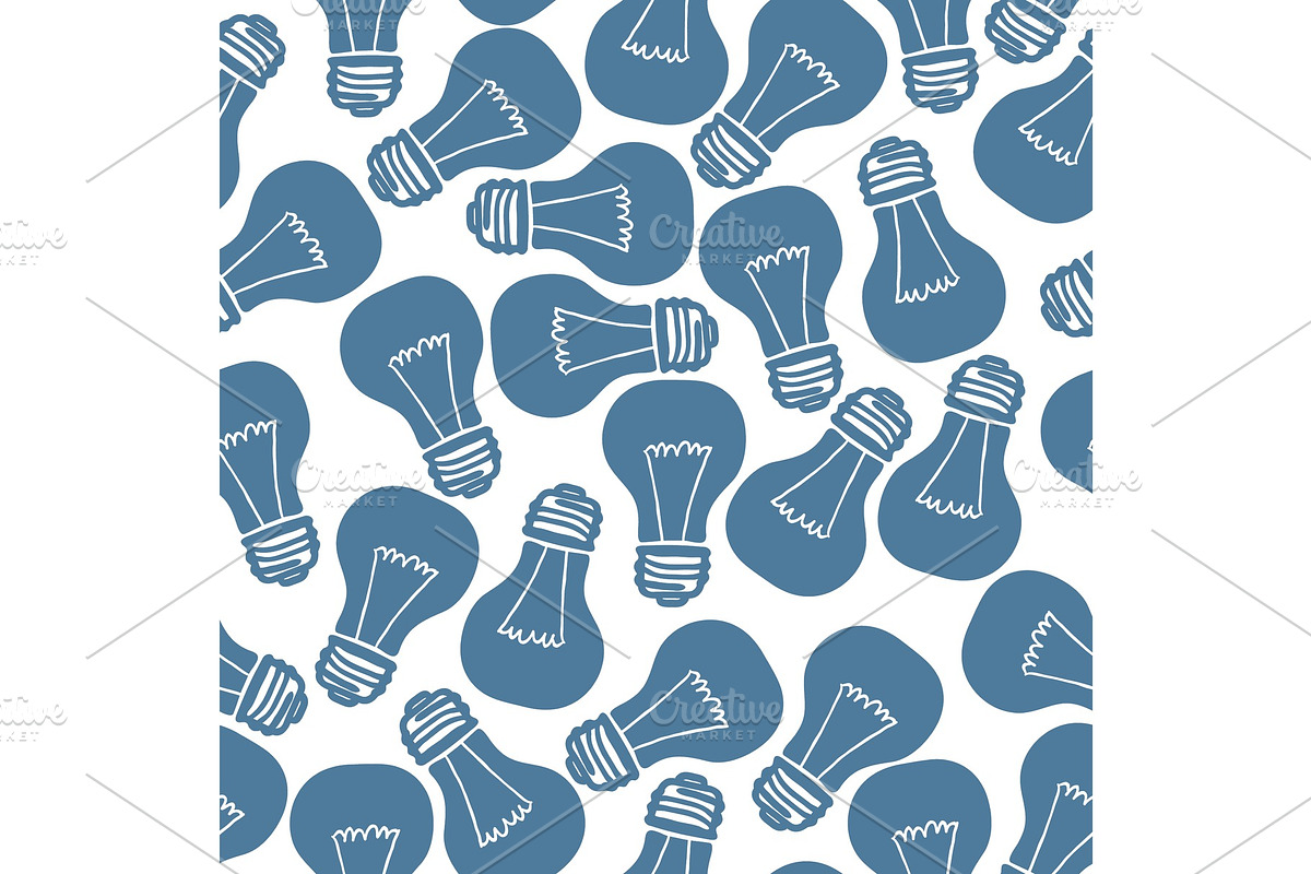 Hand Drawn Light Bulb Seamless in Illustrations - product preview 8