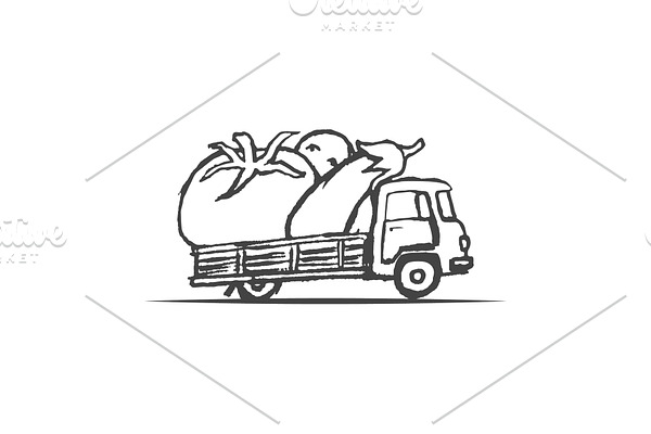 Hand Drawn Truck with Giant