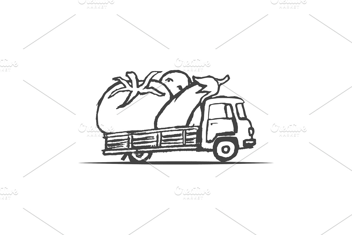Hand Drawn Truck with Giant in Illustrations - product preview 8
