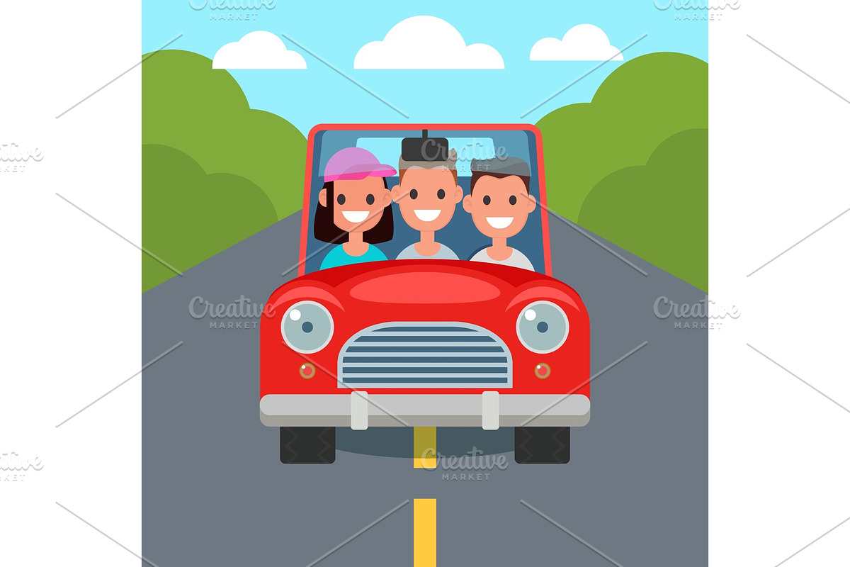 Flat Design Car Driving Characters in Illustrations - product preview 8