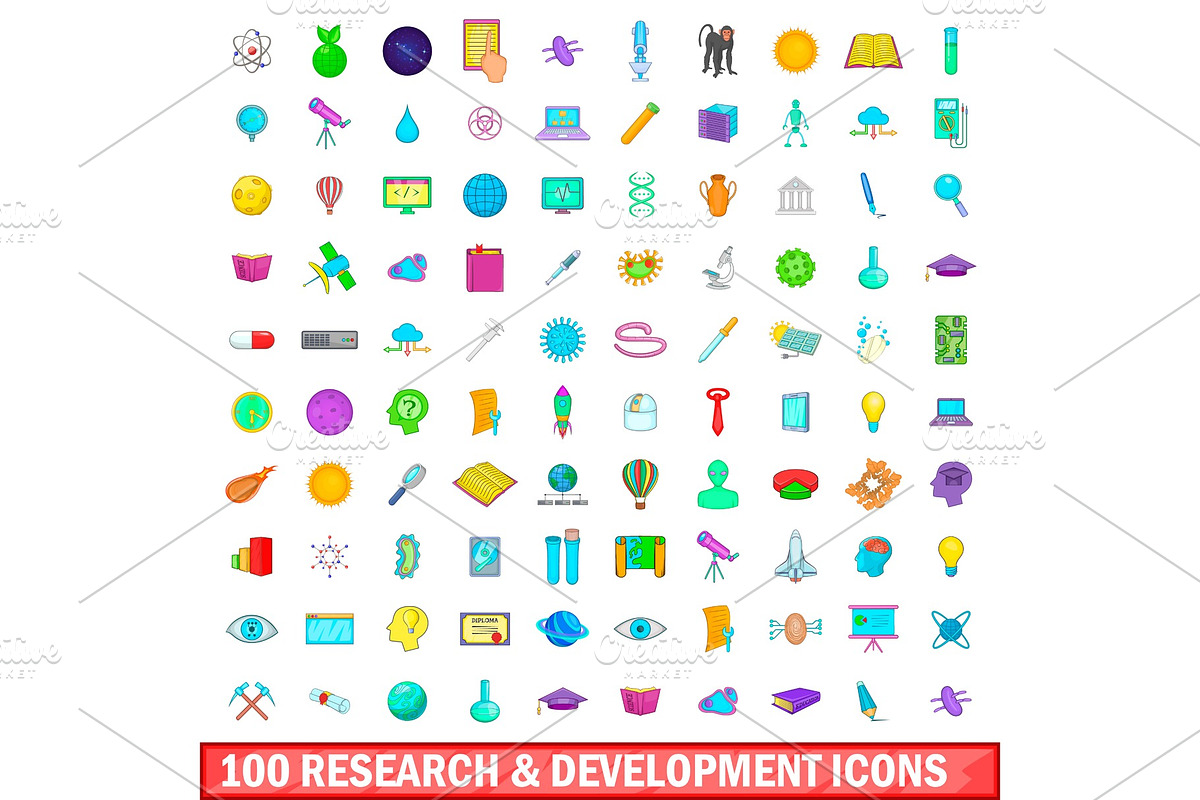100 development icons set, cartoon in Illustrations - product preview 8