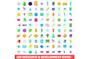 100 development icons set, cartoon
