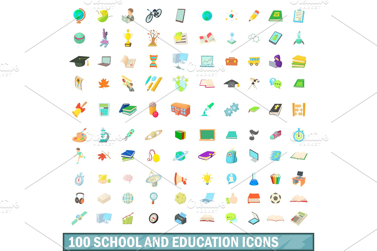 100 school and education icons set in Illustrations - product preview 8