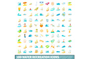 100 water recreation icons set