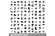 100 weather icons set in simple