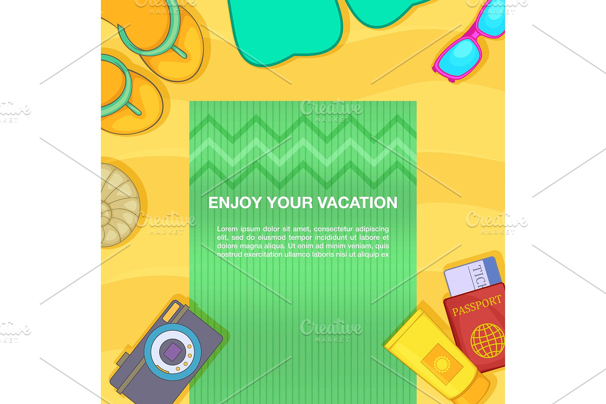 Travel concept beach, cartoon style in Illustrations - product preview 8