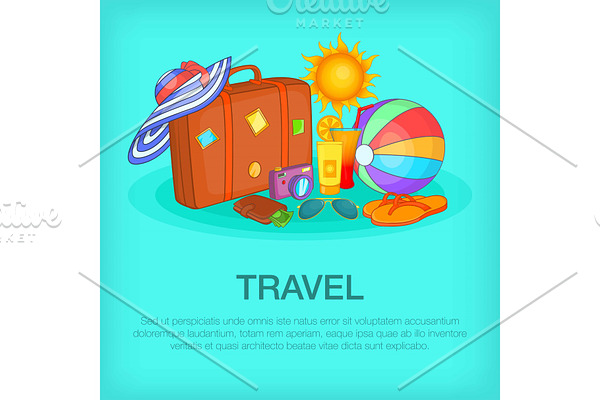 Travel concept kit, cartoon style