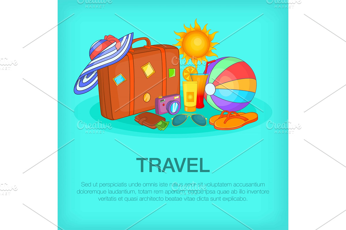Travel concept kit, cartoon style in Illustrations - product preview 8