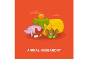 Animal husbandry concept, cartoon