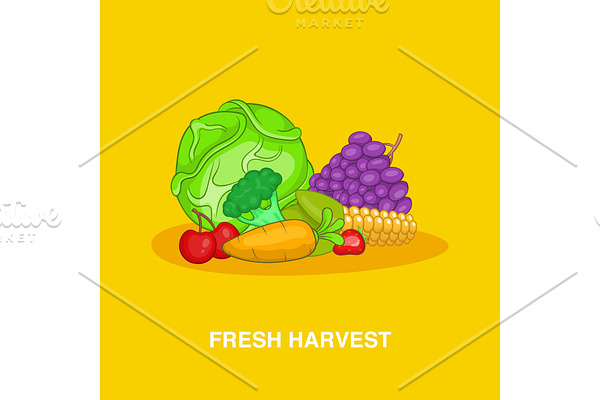 Fresh harvest concept, cartoon style