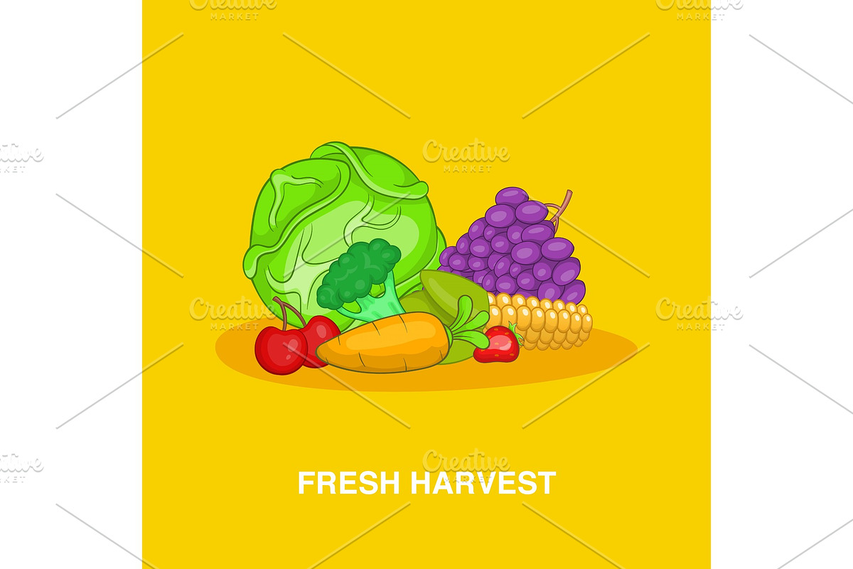 Fresh harvest concept, cartoon style in Illustrations - product preview 8