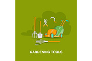 Gardening tools concept, cartoon