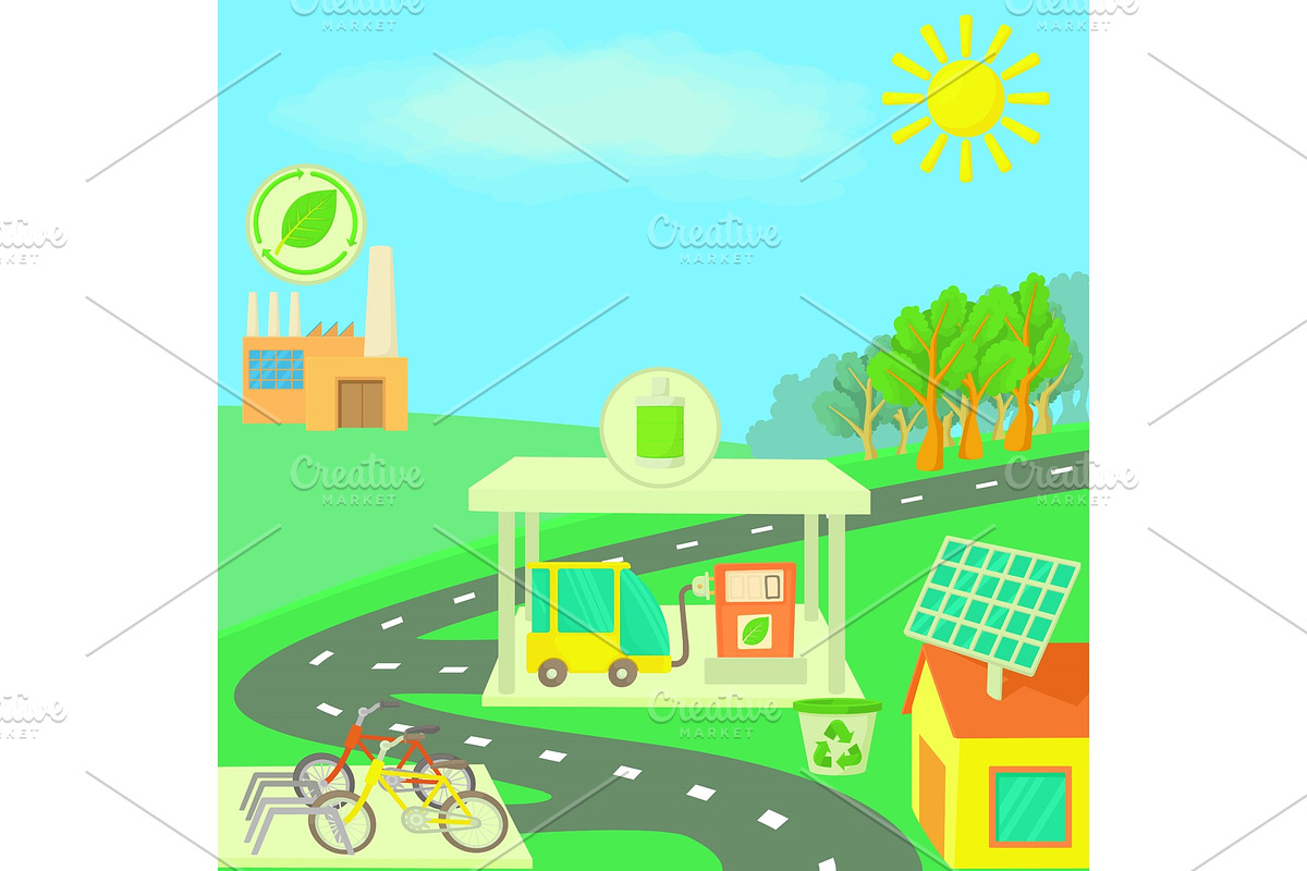 Ecology concept landscape, cartoon in Illustrations - product preview 8