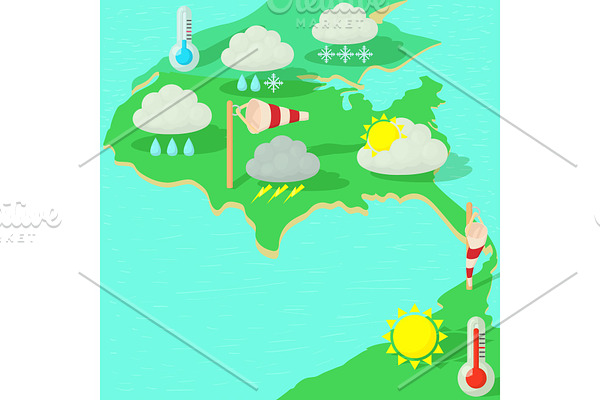 Weather symbols concept map, cartoon