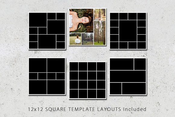 12x12 Photo Collage Template Pack in Templates - product preview 2