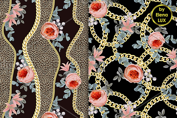 Chains and Flowers Seamless Set in Patterns - product preview 1