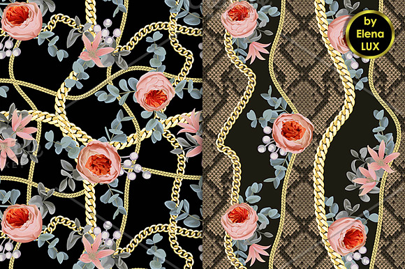 Chains and Flowers Seamless Set in Patterns - product preview 2