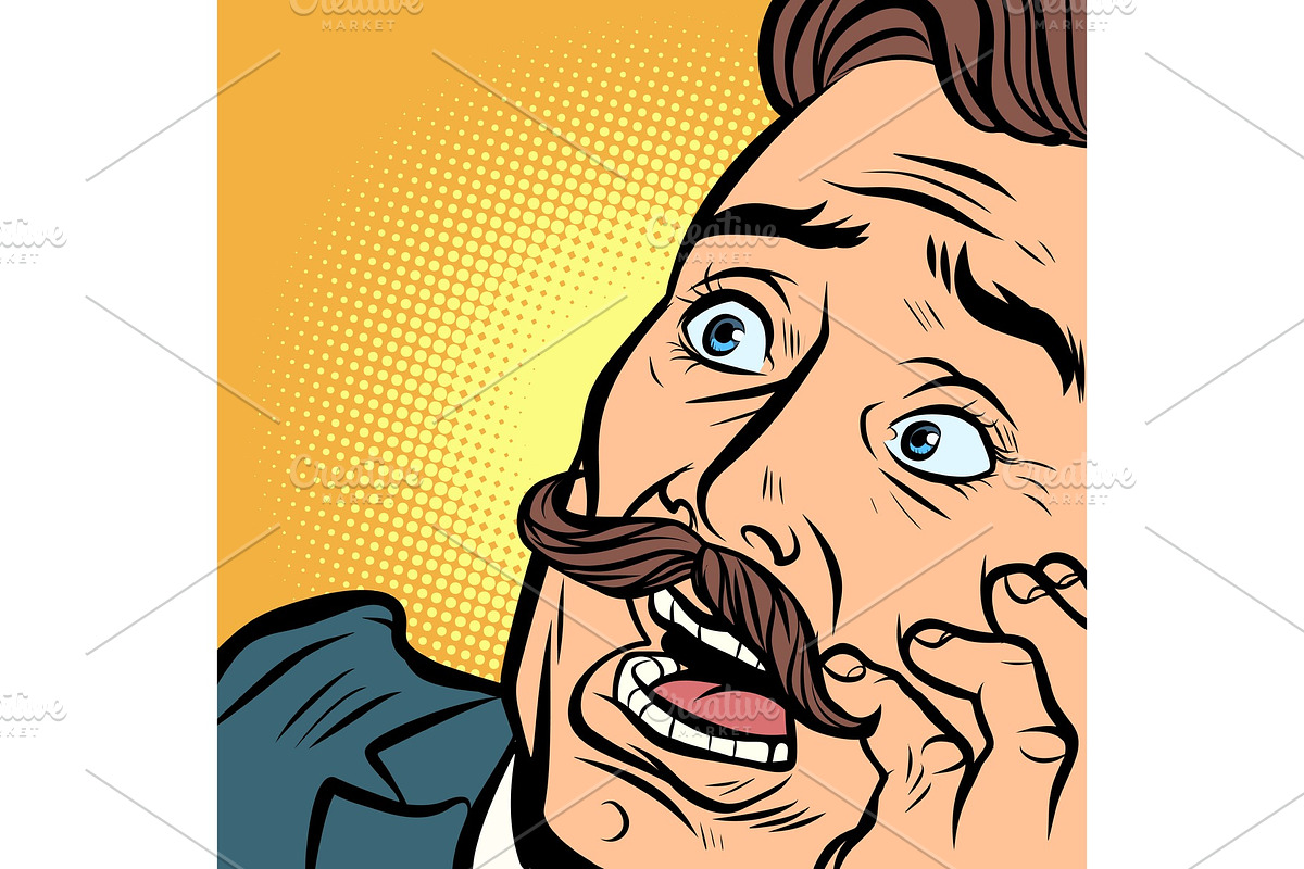 scared man with a mustache in Illustrations - product preview 8
