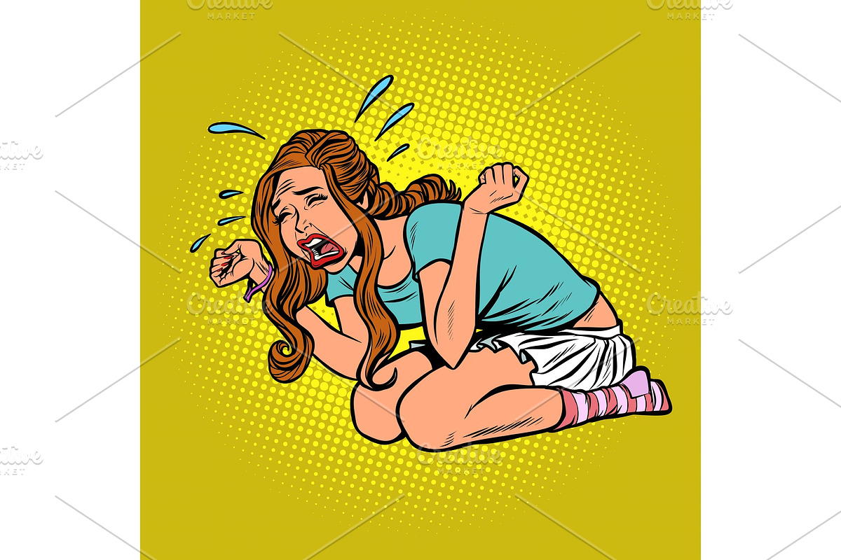 woman crying hysterical, panic in Illustrations - product preview 8