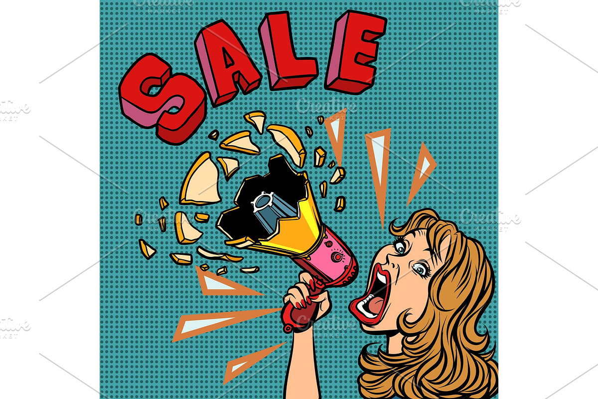 sale woman with megaphone in Illustrations - product preview 8