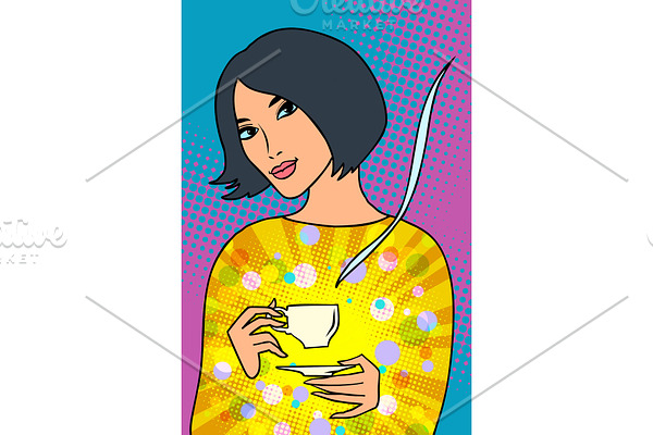Asian woman with a Cup of coffee