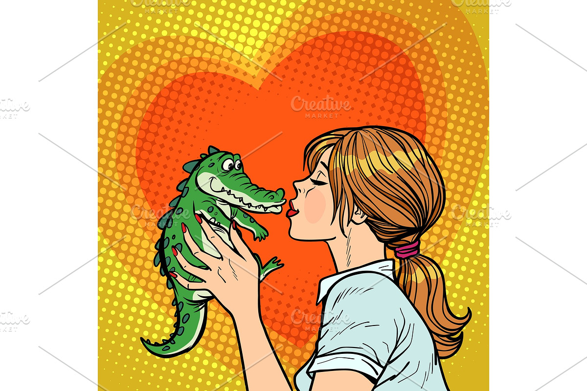mom kisses crocodile, naughty baby in Illustrations - product preview 8