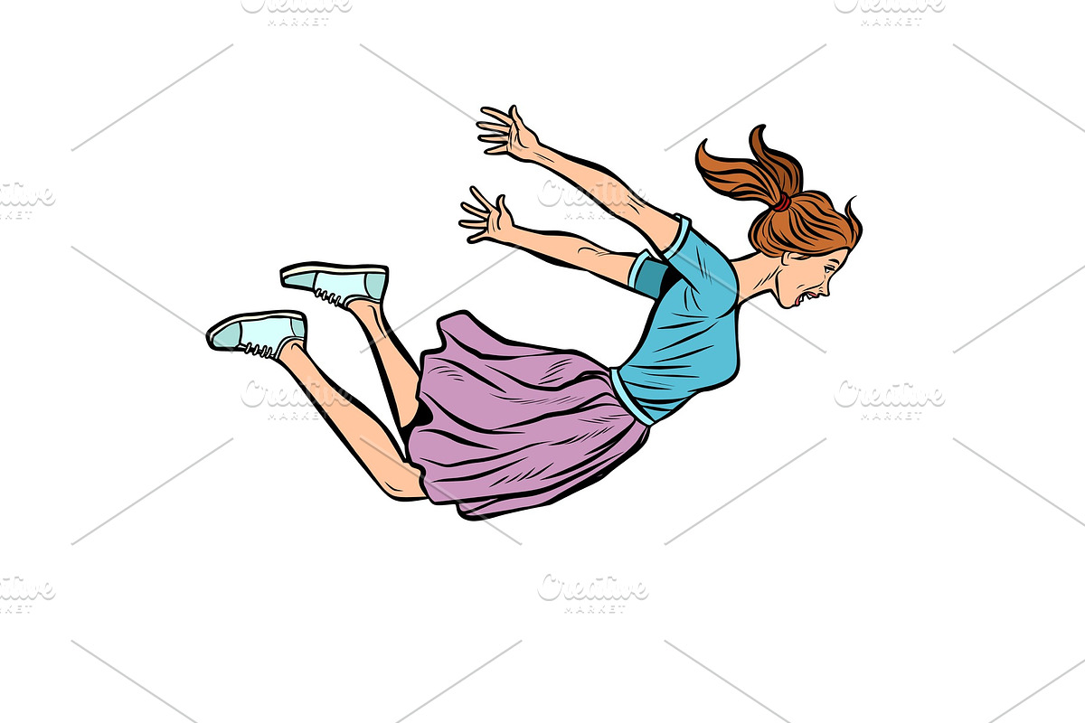 happy jumping woman. free flight in Illustrations - product preview 8